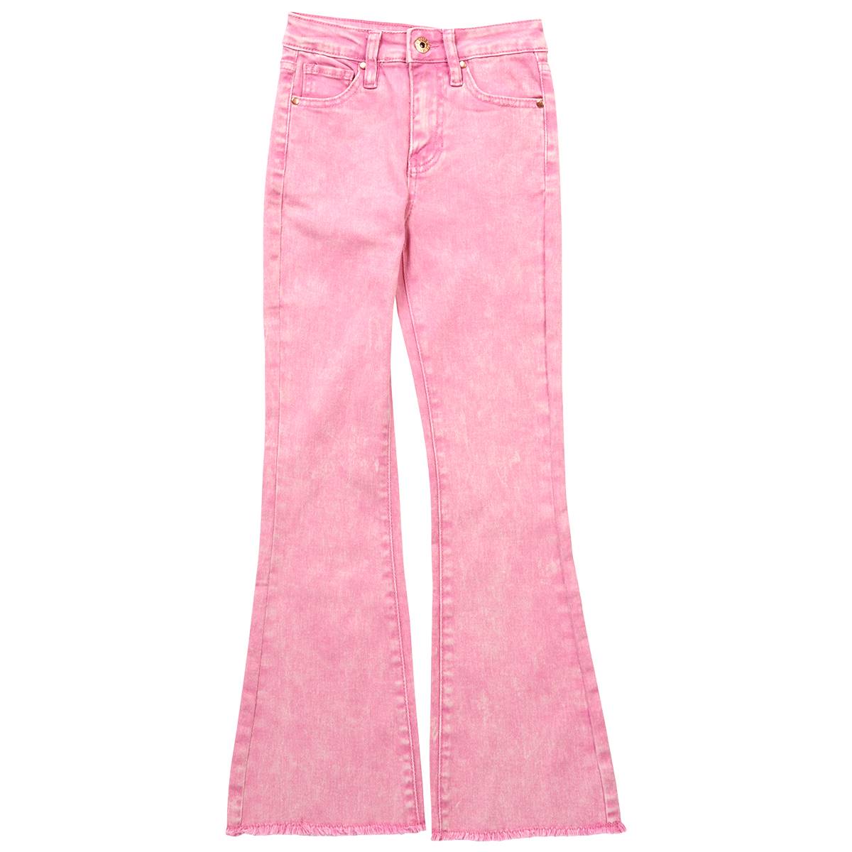 Girls (7-14) YMI(R) Denim Tinted Flare Frayed Hem Jeans