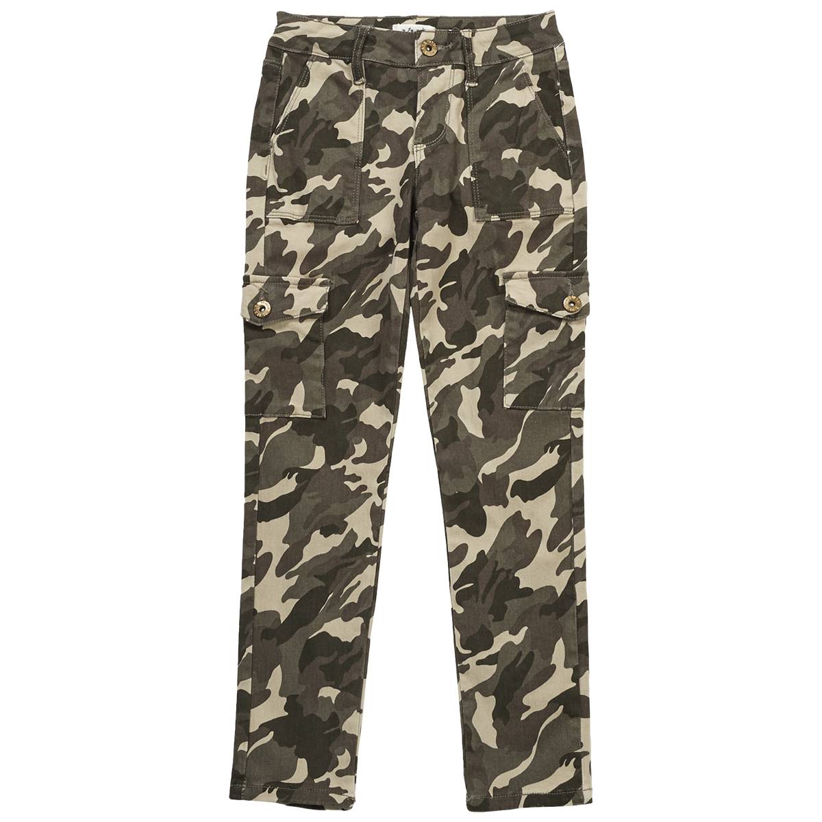 Girls (7-14) YMI(R) 1 Button Skinny Cargo Pants - Camouflage