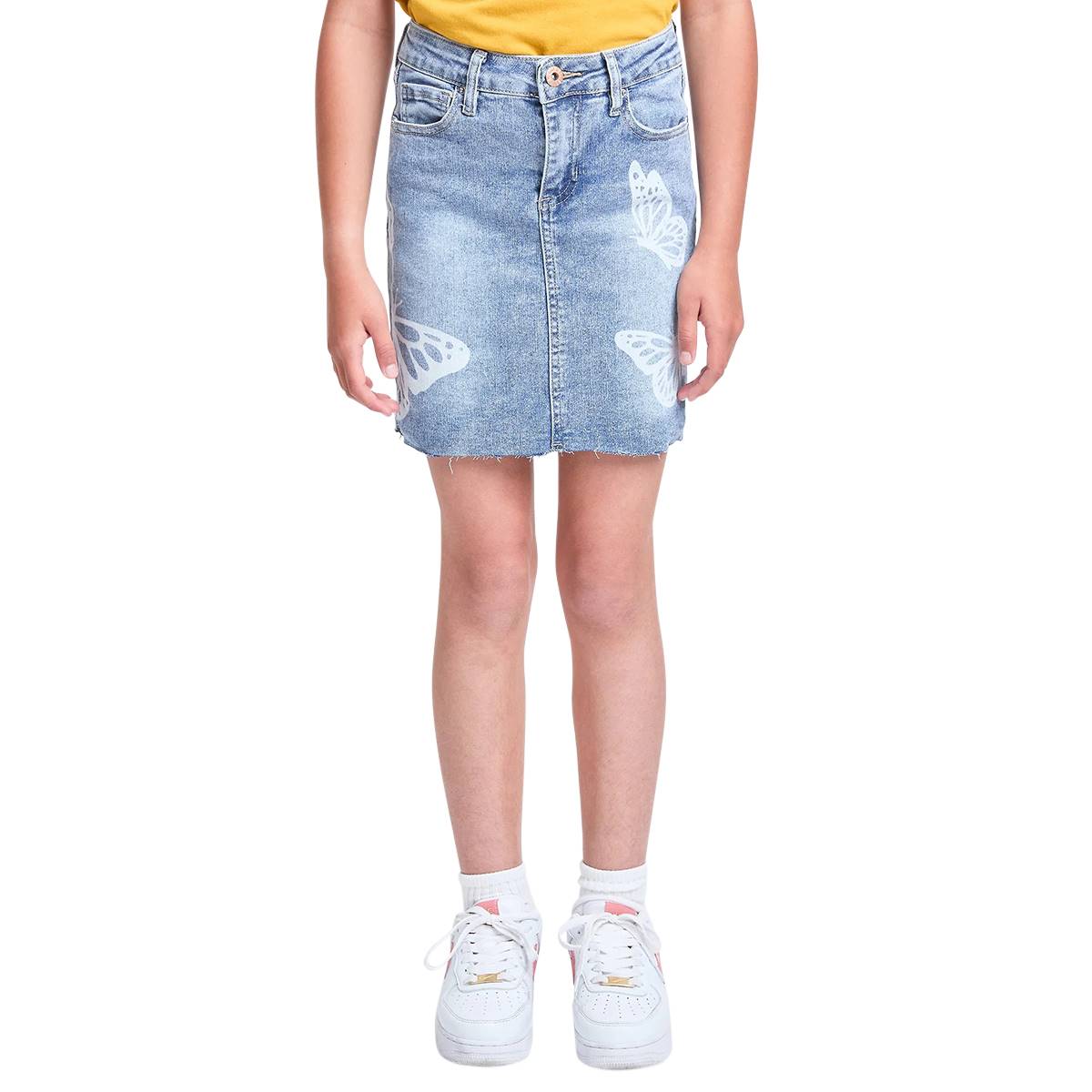 Girls (7-14) YMI(R) Girl Butterfly Raw Hem Denim Skirt