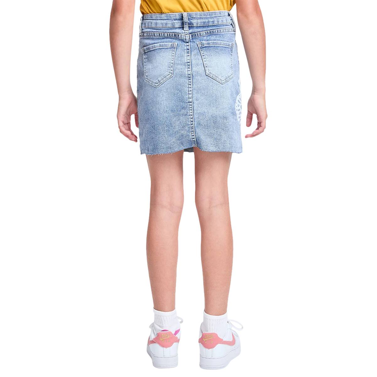 Girls (7-14) YMI(R) Girl Butterfly Raw Hem Denim Skirt