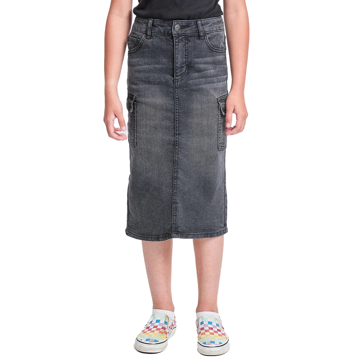 Girls (7-14) YMI(R) Denim Long Skirt w/ Cargo Pockets