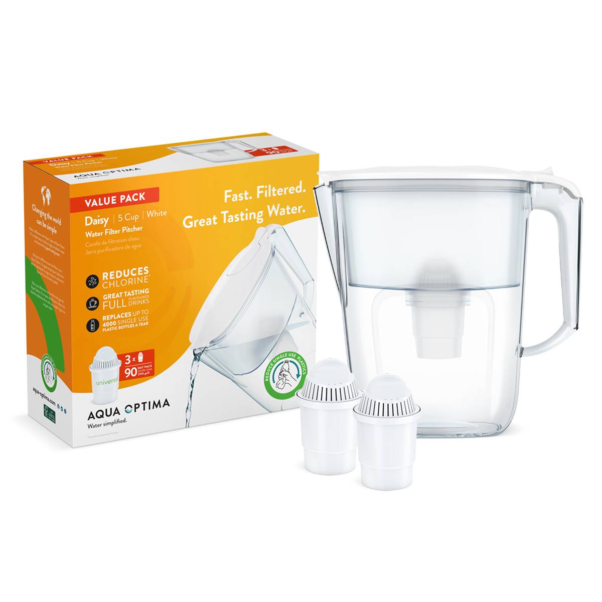 Aqua Optima Daisy Water Filter Pitcher Value Pack