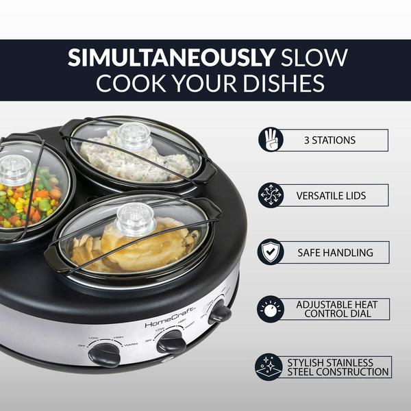 HomeCraft 1.5qt. Triple Slow Cooker alternate view
