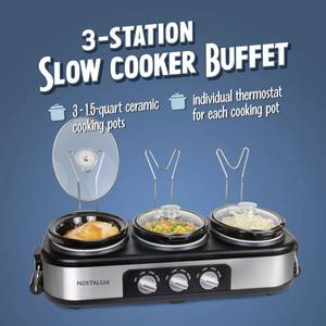 Nostalgia 1.5.Qt Oval Triple Slow Cooker alternate view