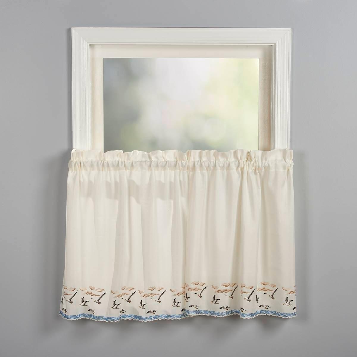 Seagulls Embroidered Tier Curtains