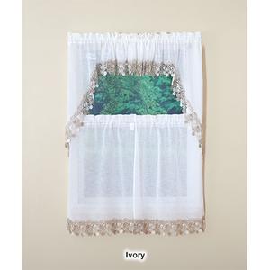 Lillian Macrame Trim Kitchen Curtains alternate view