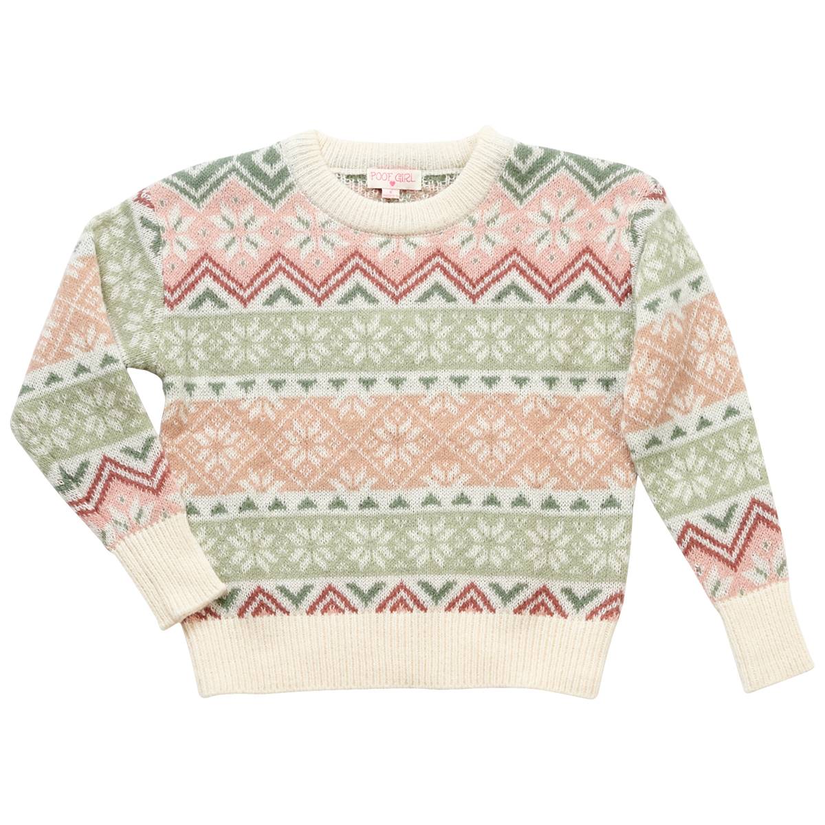 Girls (7-16) Poof Girl Fair Isle Yarn Sweater