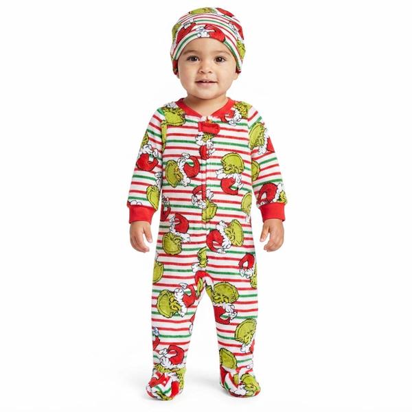 Baby Unisex Grinch Long Sleeve Oneise w/Beanie