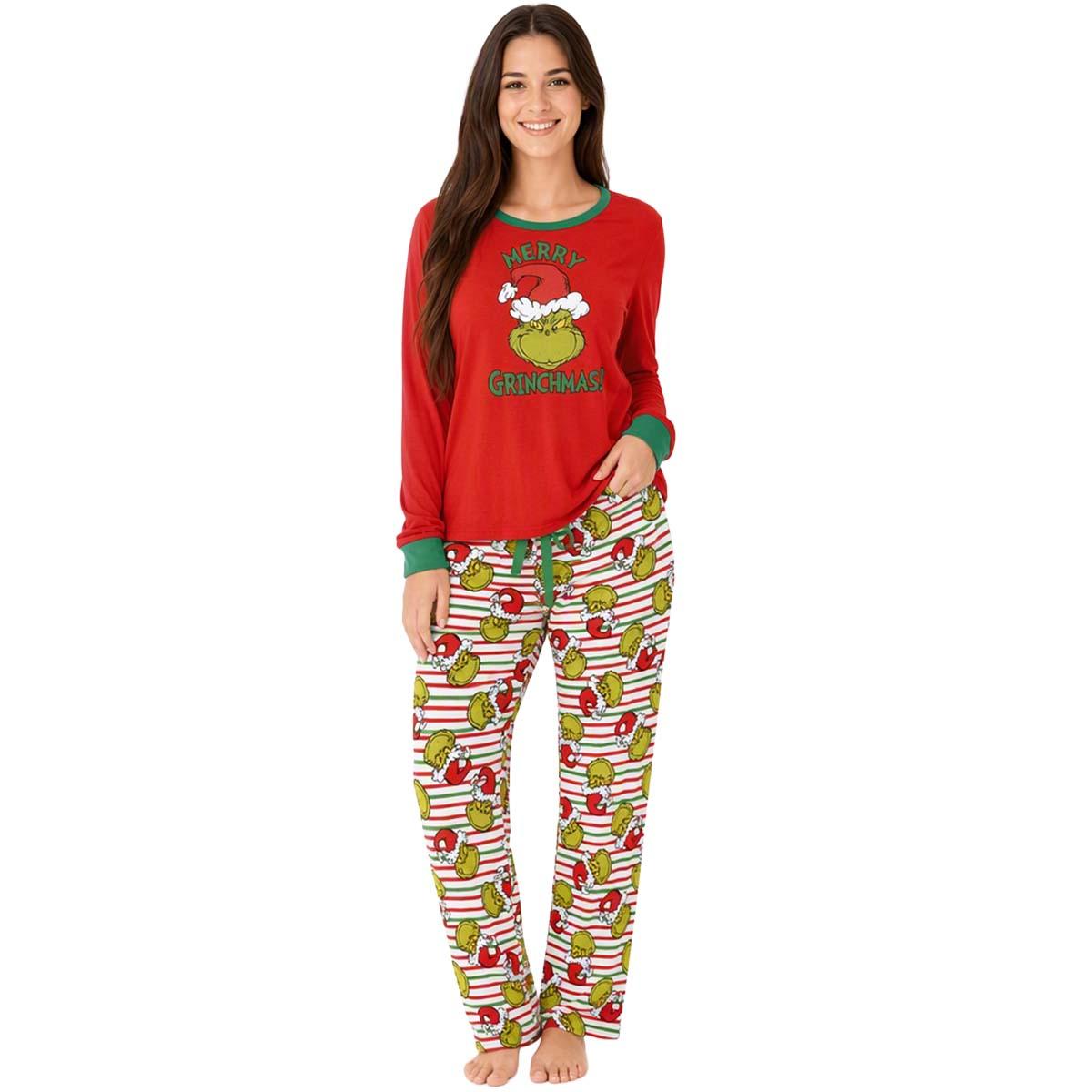 Womens Dr. Seuss Grinch Long Sleeve 2-pc. Matching Family Pajama Set, X-large, Red