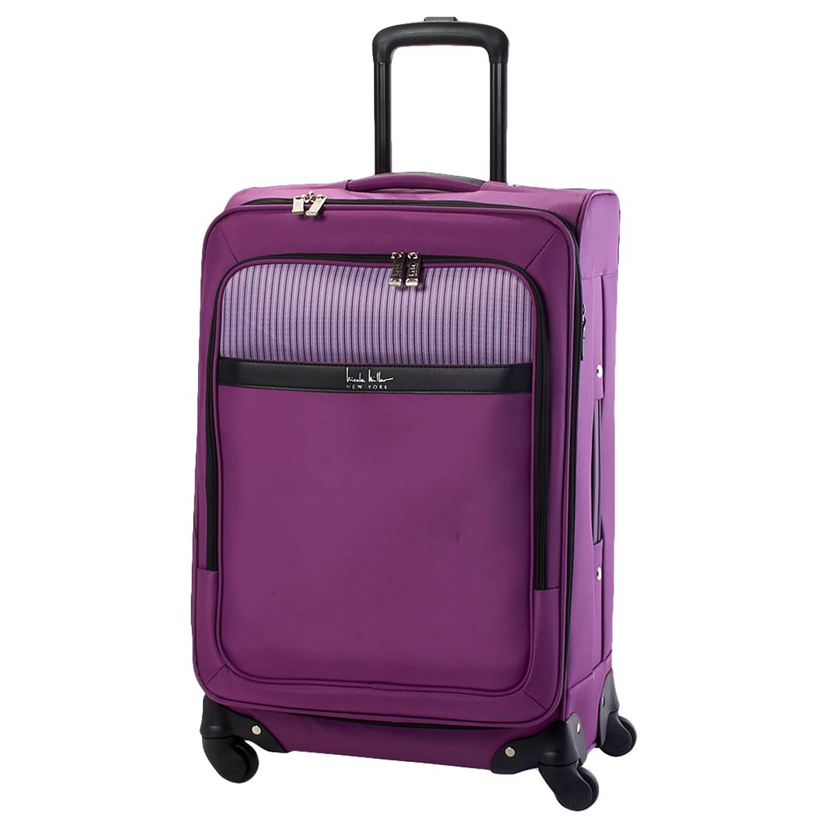 Nicole Miller New York 28in. Stripe Spinner Luggage - Raspberry