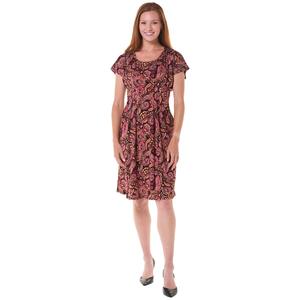 Womens Sami & Jo Short Sleeve Paisley Pleated A-Line Dress
