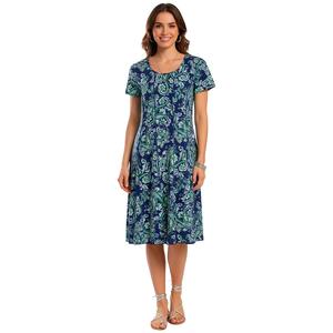 Womens Sami & Jo Short Sleeve Seam Paisley A-Line Dress
