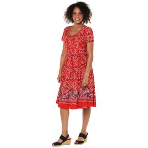 Womens Sami & Jo Short Sleeve Seam Paisley A-Line Dress