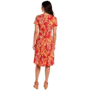 Womens Sami & Jo Short Sleeve Seam Tropical Leaf A-Line Dress alternate view