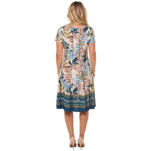 Womens Sami & Jo Short Sleeve Leaf Scoop Neck A-Line Dress alternate view