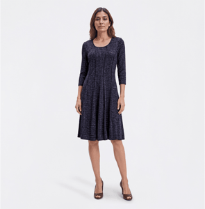 Womens Sami & Jo 3/4 Sleeve Solid Knit Lurex Sweater Dress