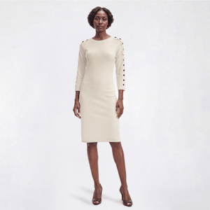 Womens Sami & Jo 3/4 Sleeve Solid Button Sleeve Sweater Dress
