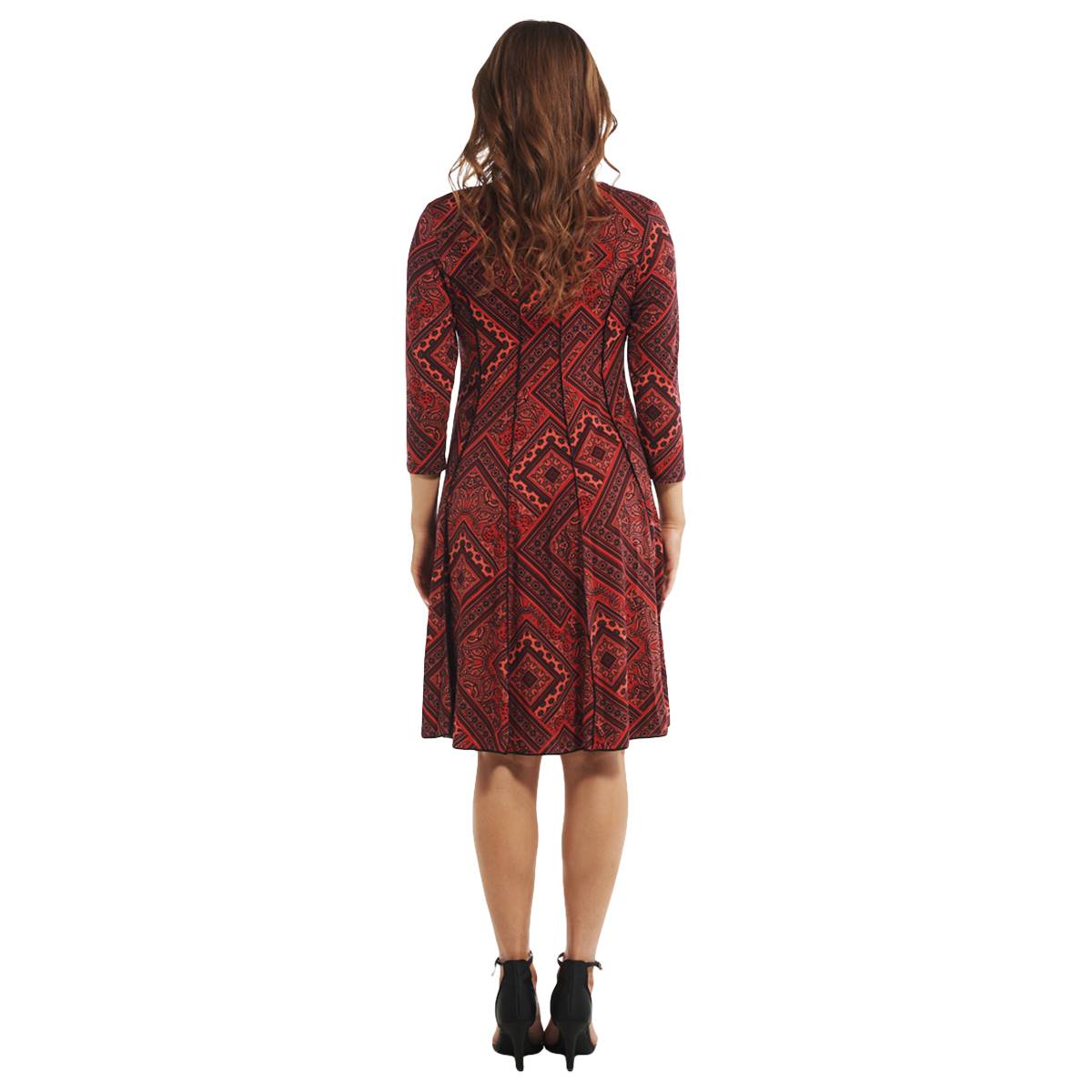 Womens Sami & Jo 3/4 Sleeve Paisley A-Line Dress