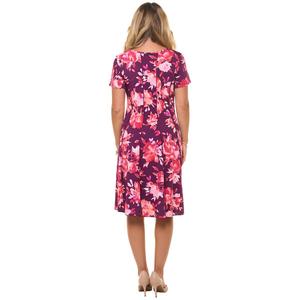 Womens Sami & Jo Short Sleeve Floral Keyhole Neck A-line Dress alternate view