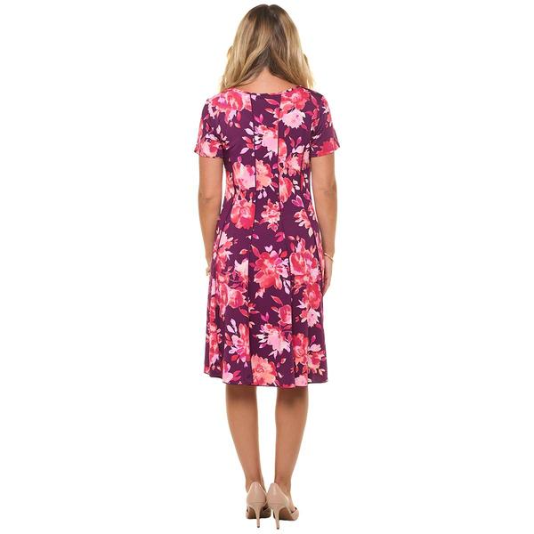 Womens Sami & Jo Short Sleeve Floral Keyhole Neck A-line Dress alternate view