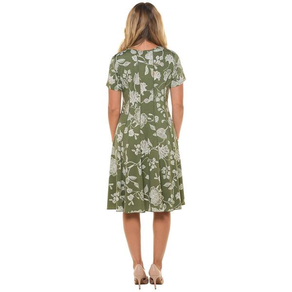 Womens Sami & Jo Short Sleeve Floral Hardware Neck A-Line Dress alternate view