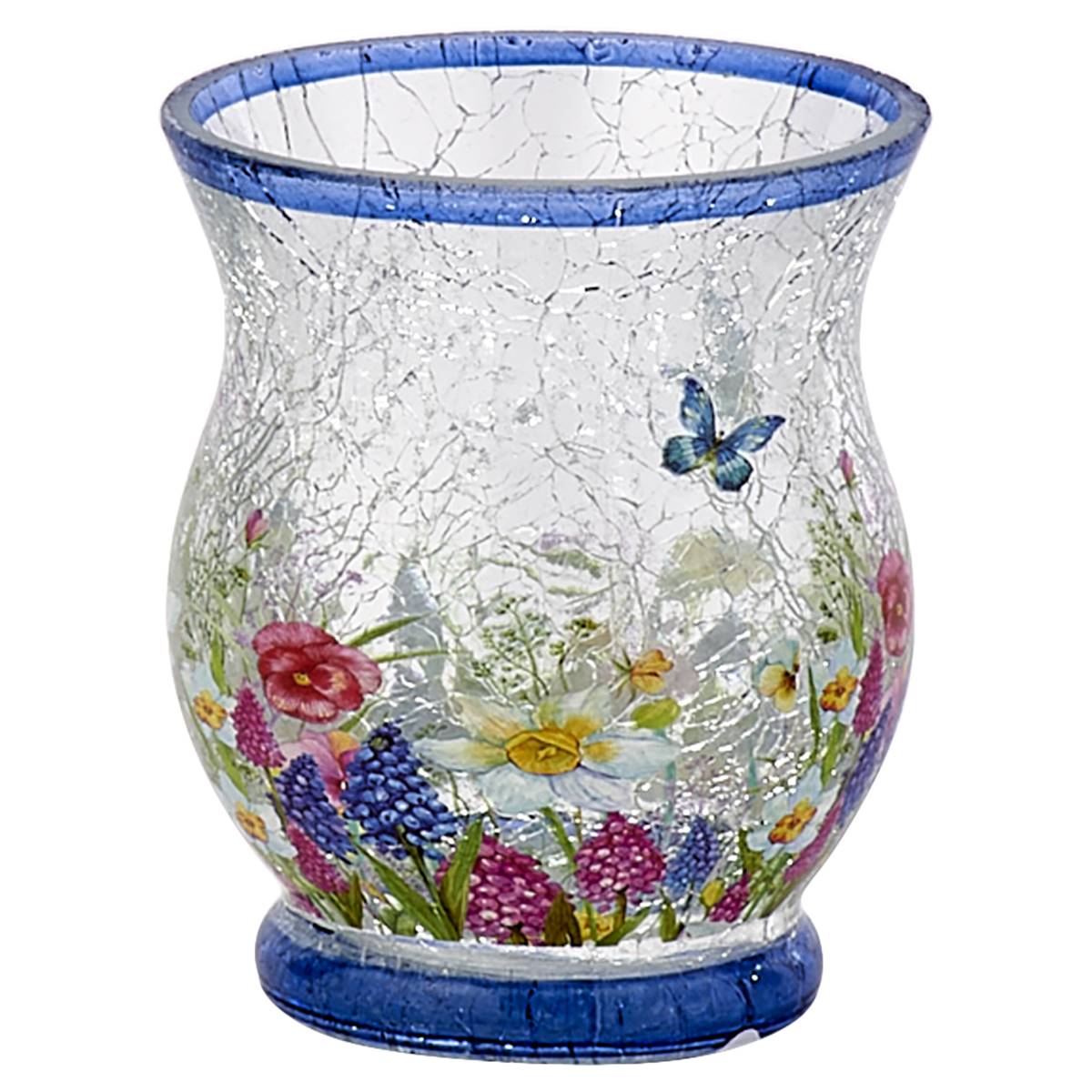 Transpac Flowers & Butterflies Crackle Votive