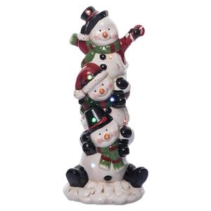 Transpac Dolomite Light Up Stack Snowmen Decor W/Music