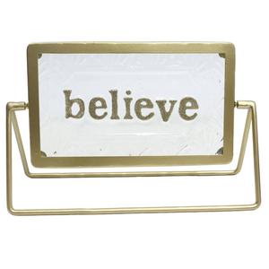 Transpac Metal/Glass Sign Believe