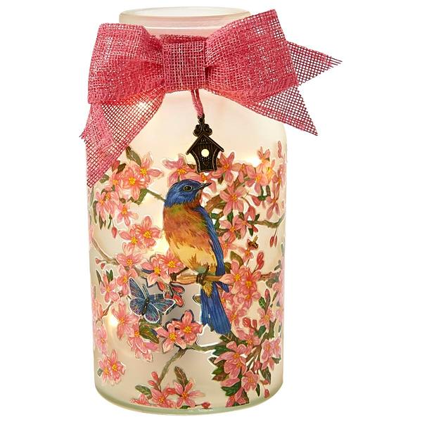Transpac Pink & Blue Bird LED Lantern