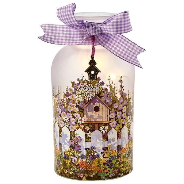 Transpac Purple Birdhouse LED Lantern