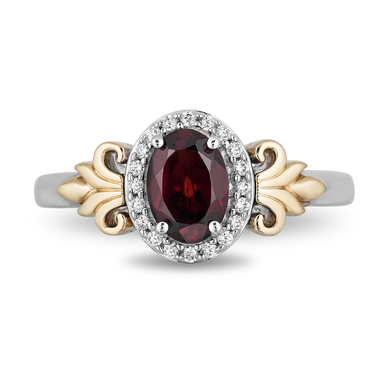 Enchanted By Disney1/10ctw Diamond Garnet Plated Silver Anna Ring