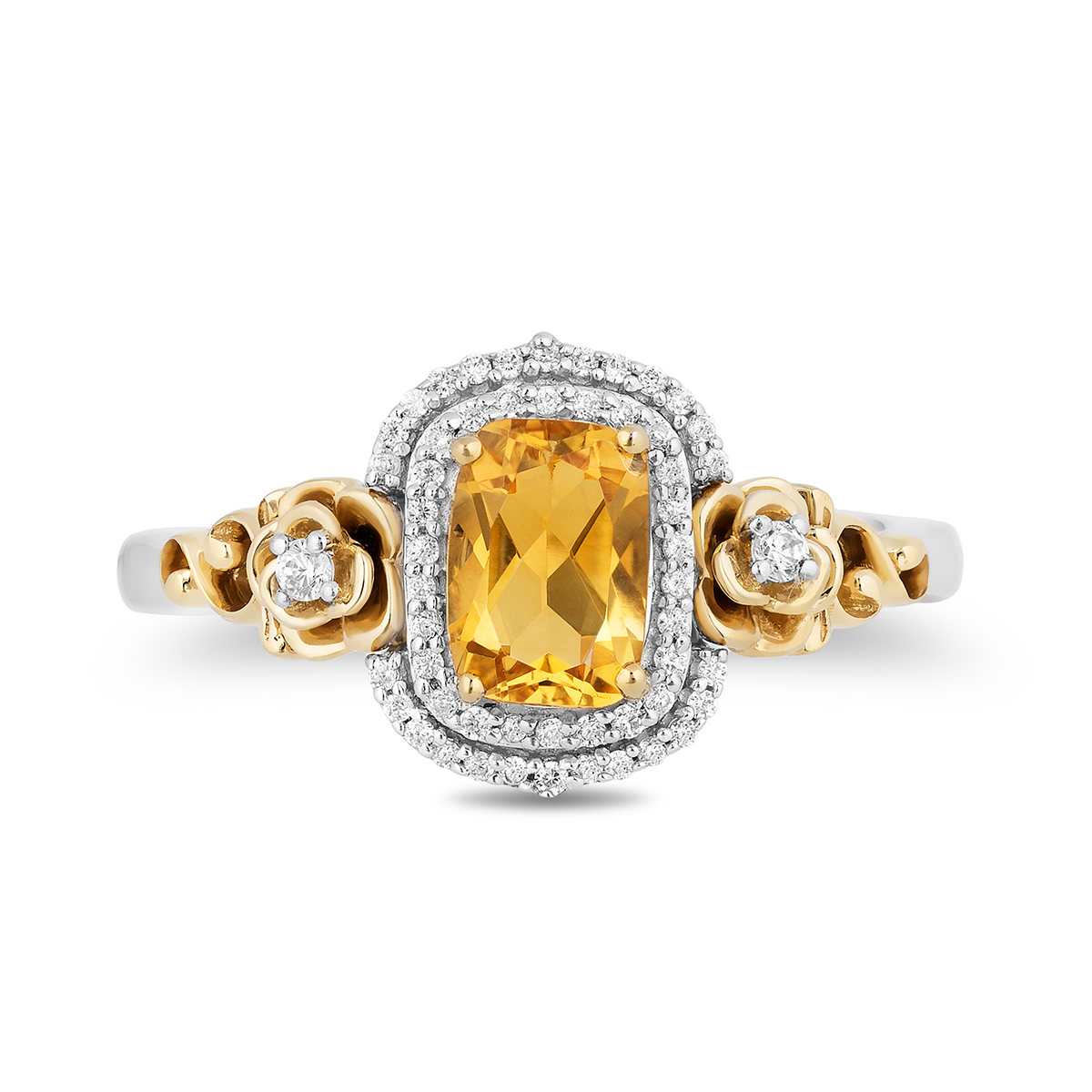 Enchanted By Disney 1/8ctw. Diamond & Citrine Silver Belle Ring