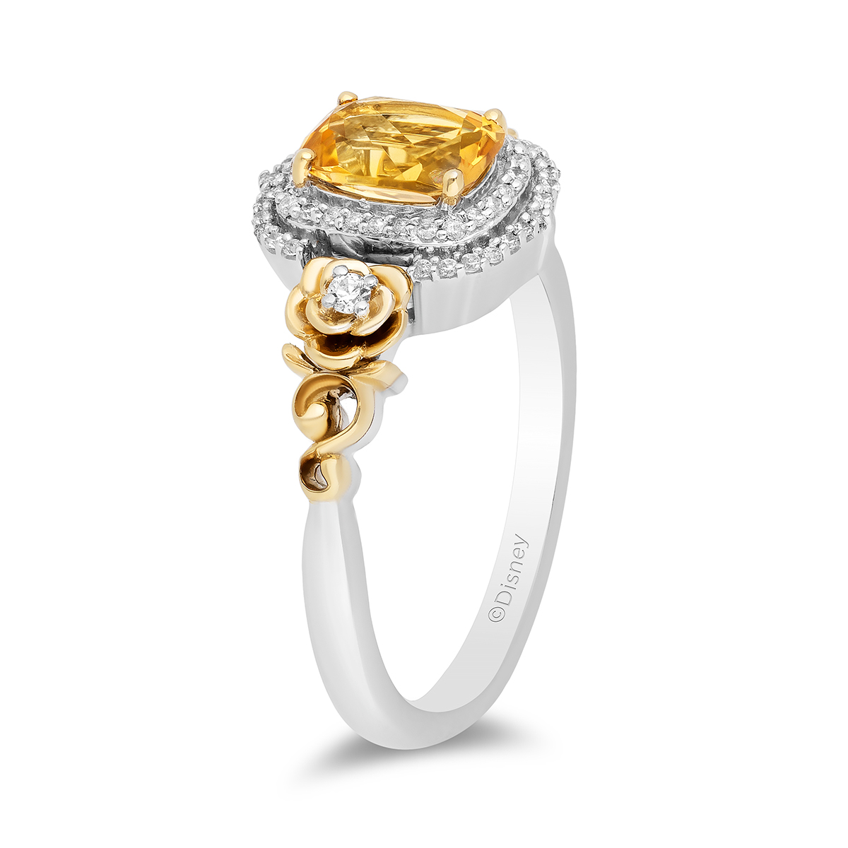 Enchanted By Disney 1/8ctw. Diamond & Citrine Silver Belle Ring