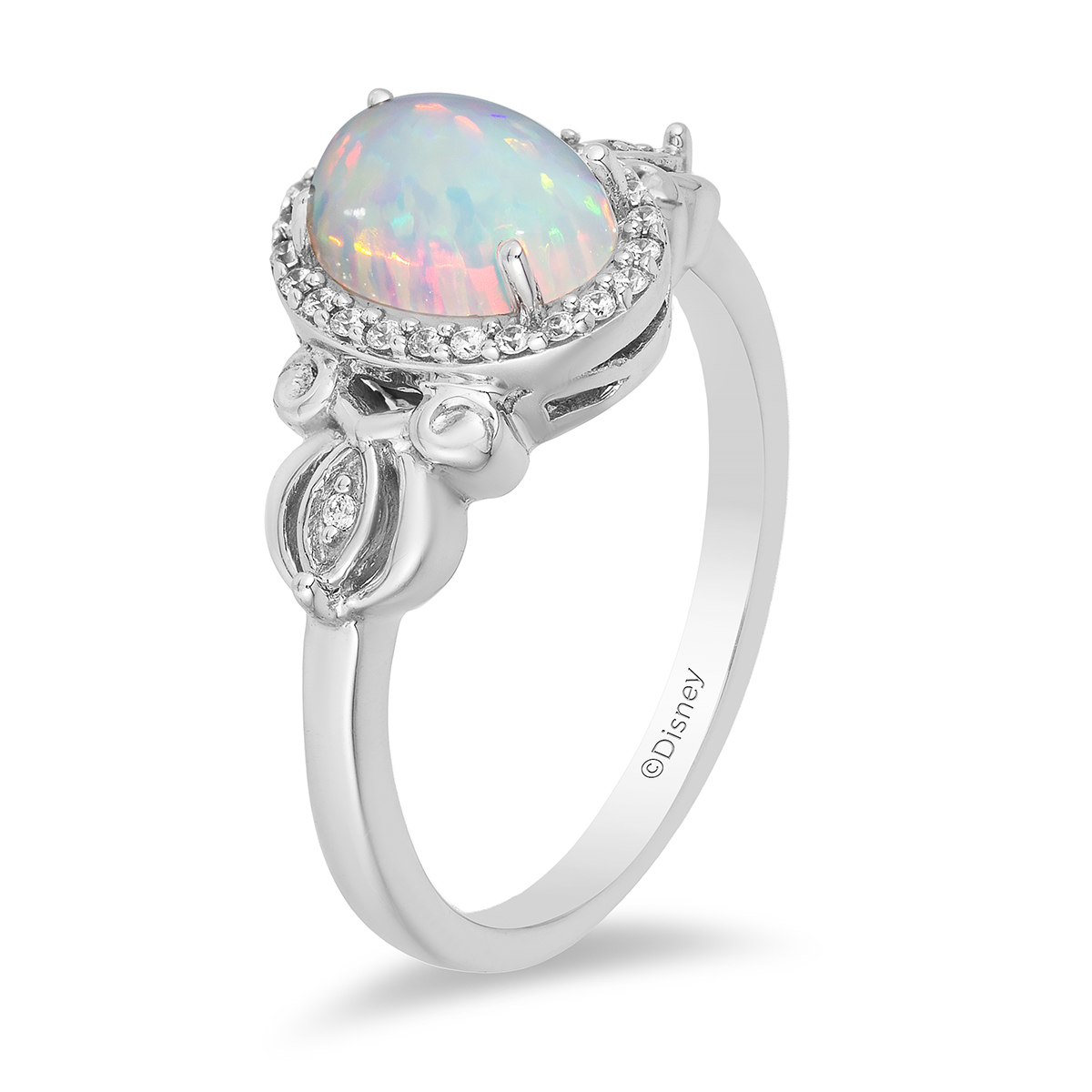 Enchanted By Disney 1/10ctw. Diamond/Opal Silver Cinderella Ring