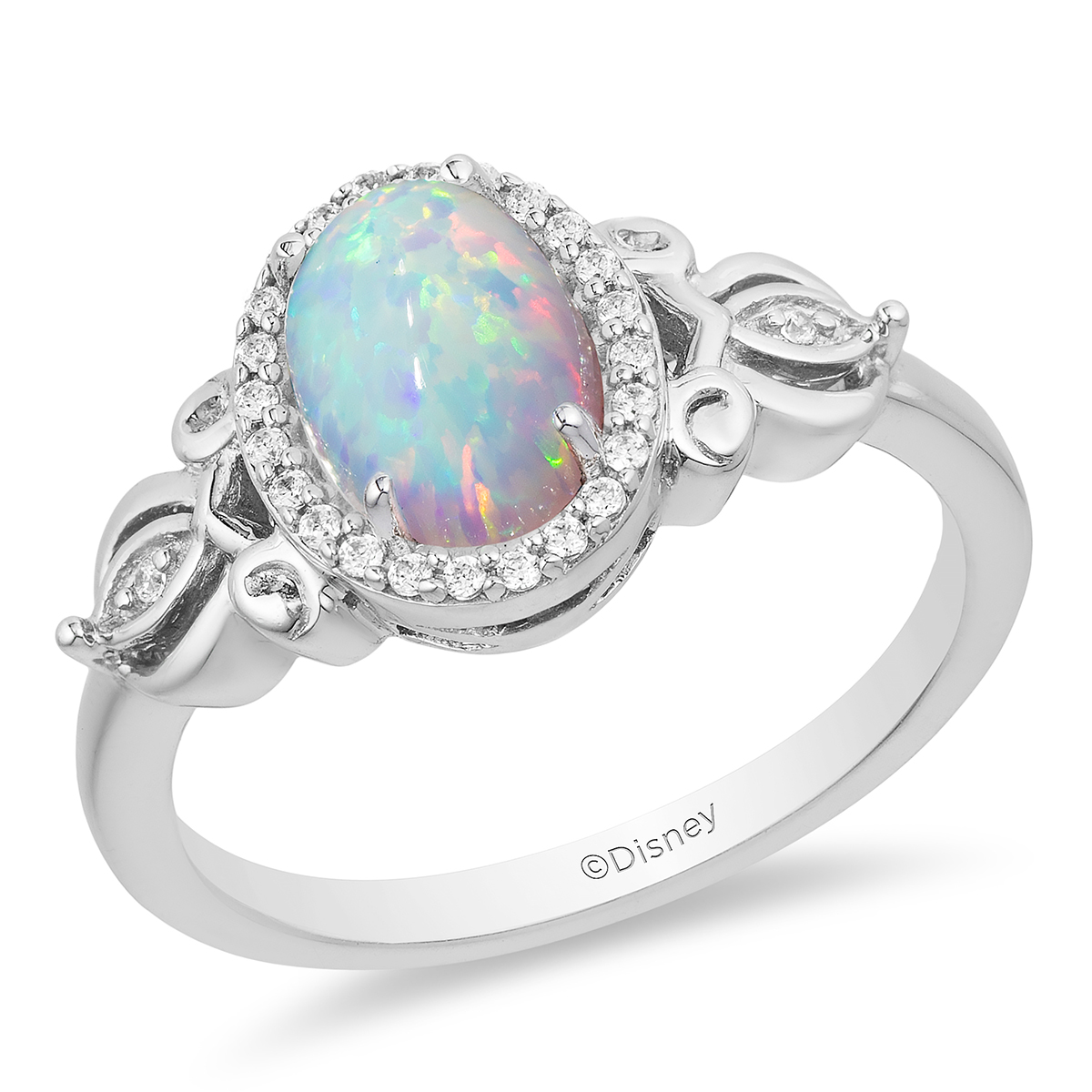 Enchanted By Disney 1/10ctw. Diamond/Opal Silver Cinderella Ring