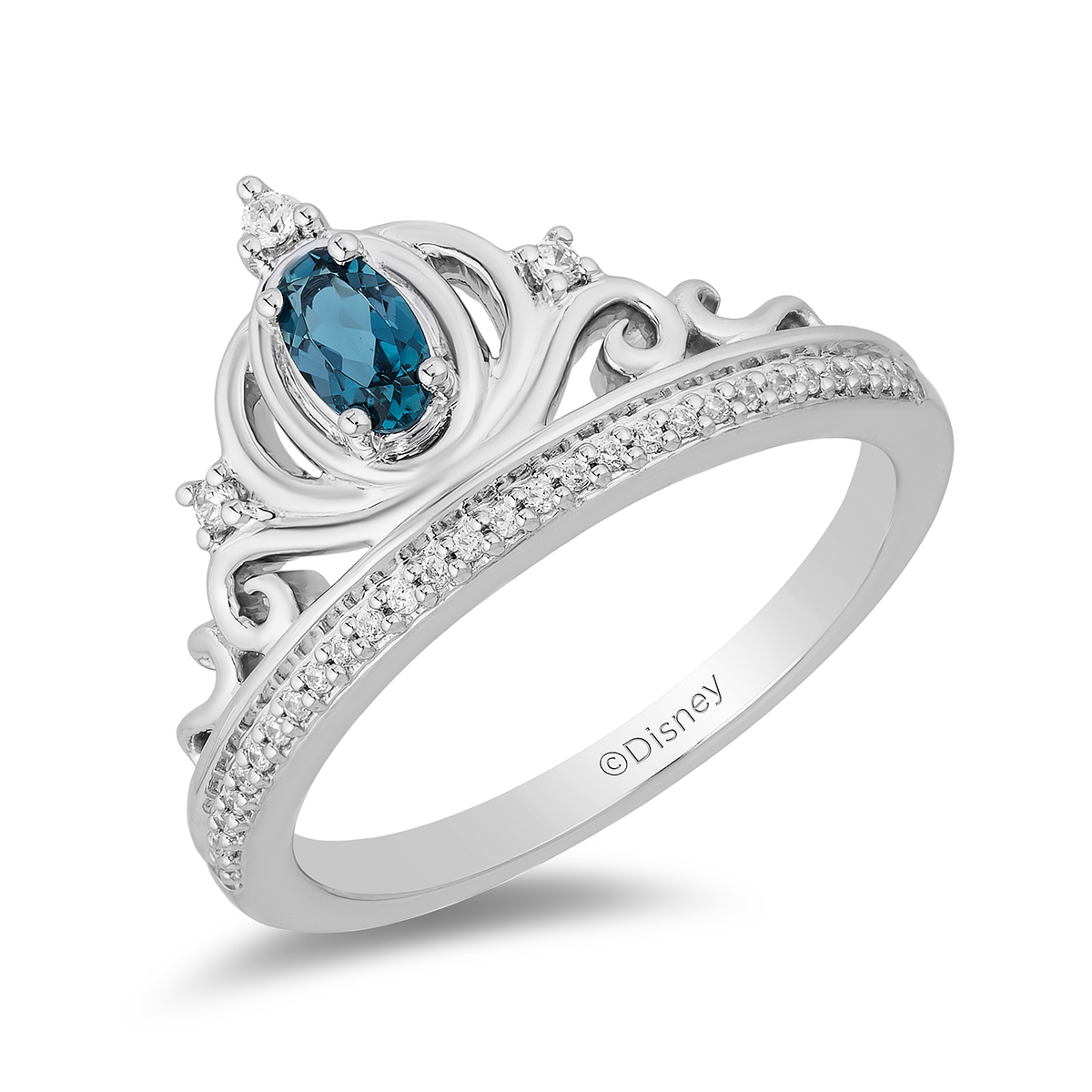 Enchanted By Disney Blue Topaz Sterling Silver Carriage Ring