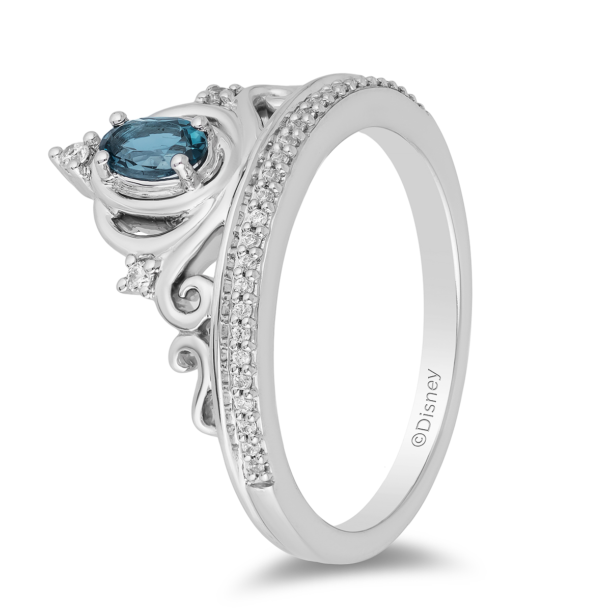 Enchanted By Disney Blue Topaz Sterling Silver Carriage Ring