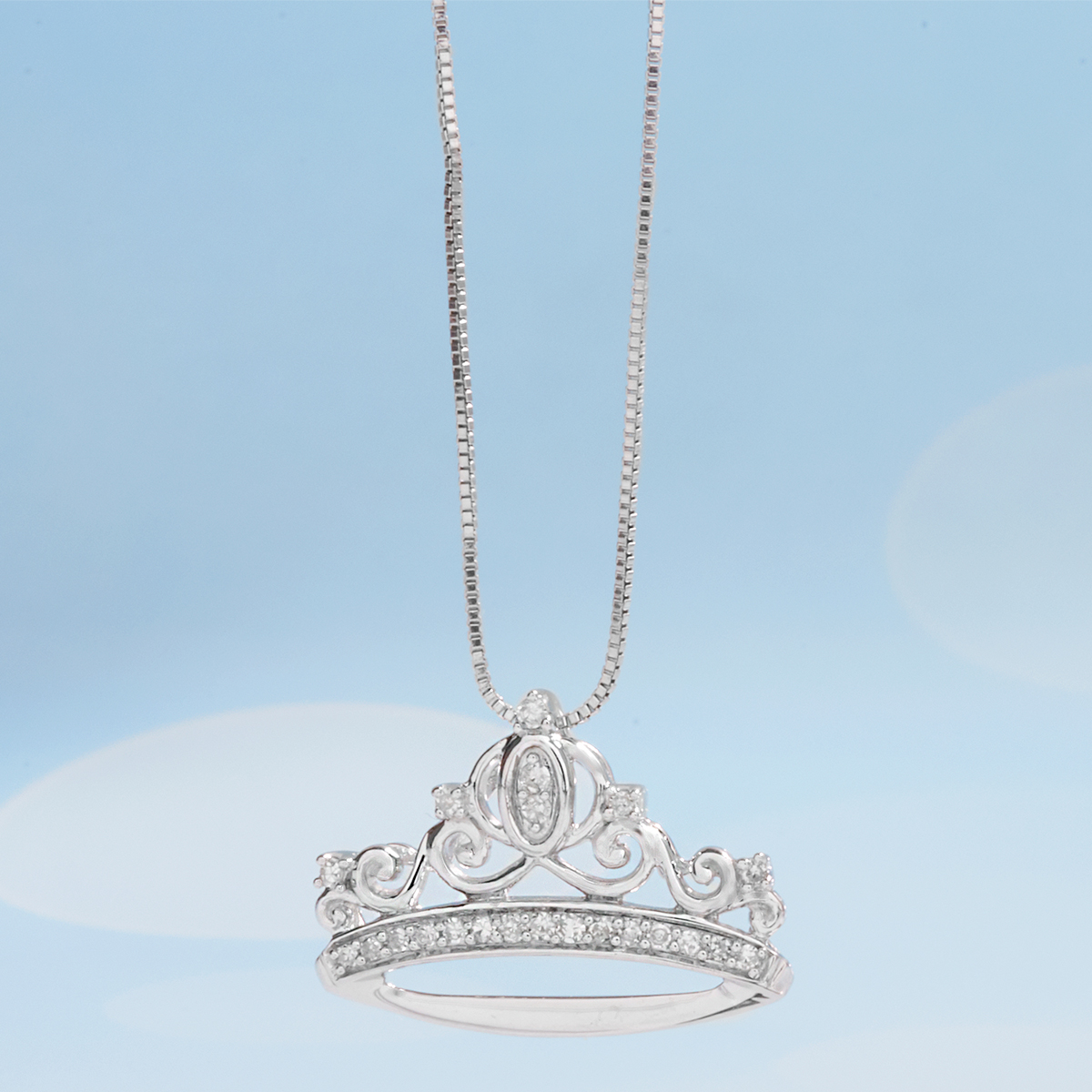 Enchanted By Disney 1/10ctw. Diamond Silver Cinderella Pendant