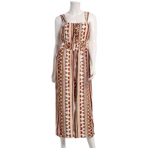Womens Luxology Sleeveless Beaded Drawstring Geometric Jumpsuit