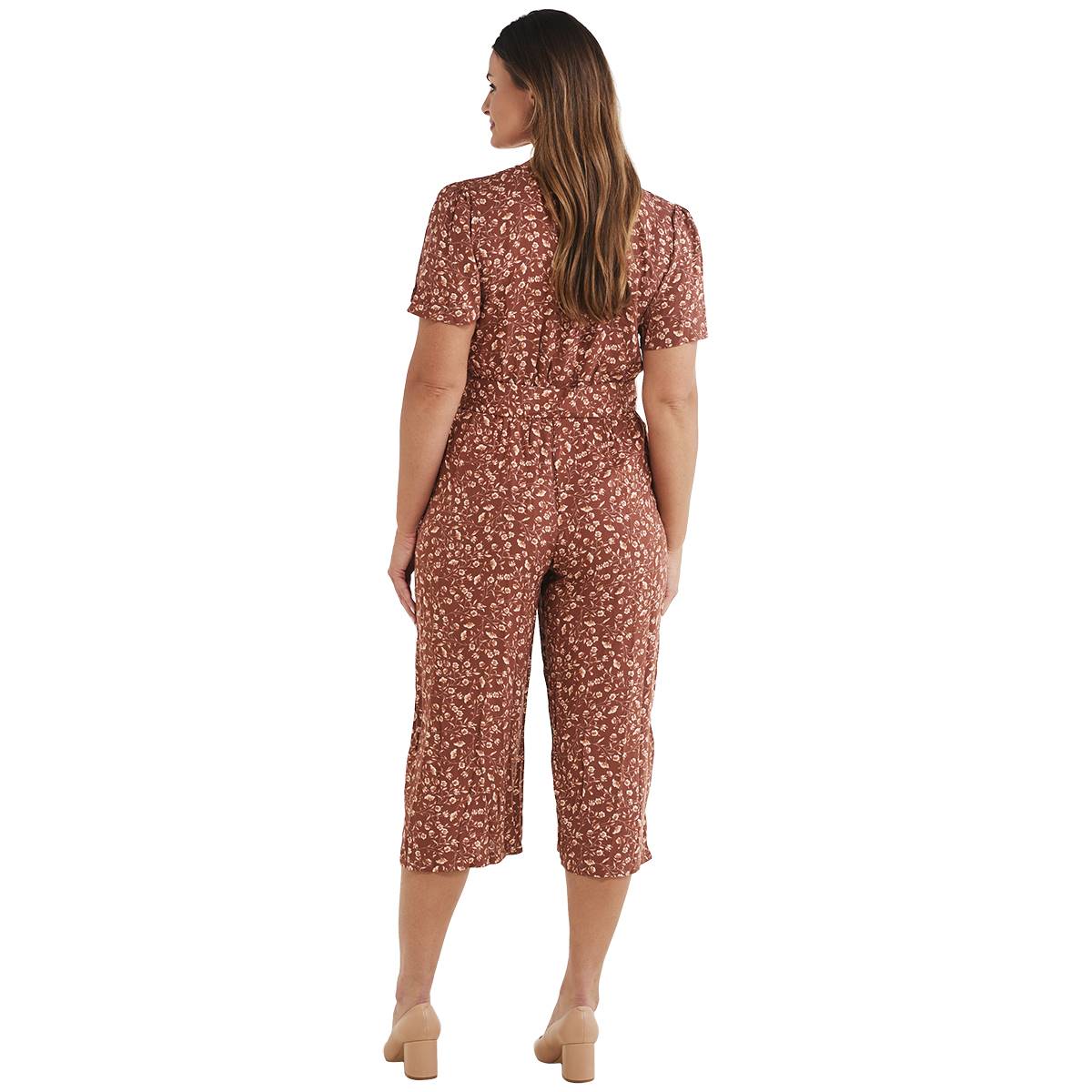 Womens Luxology Short Sleeve Floral Jumpsuit