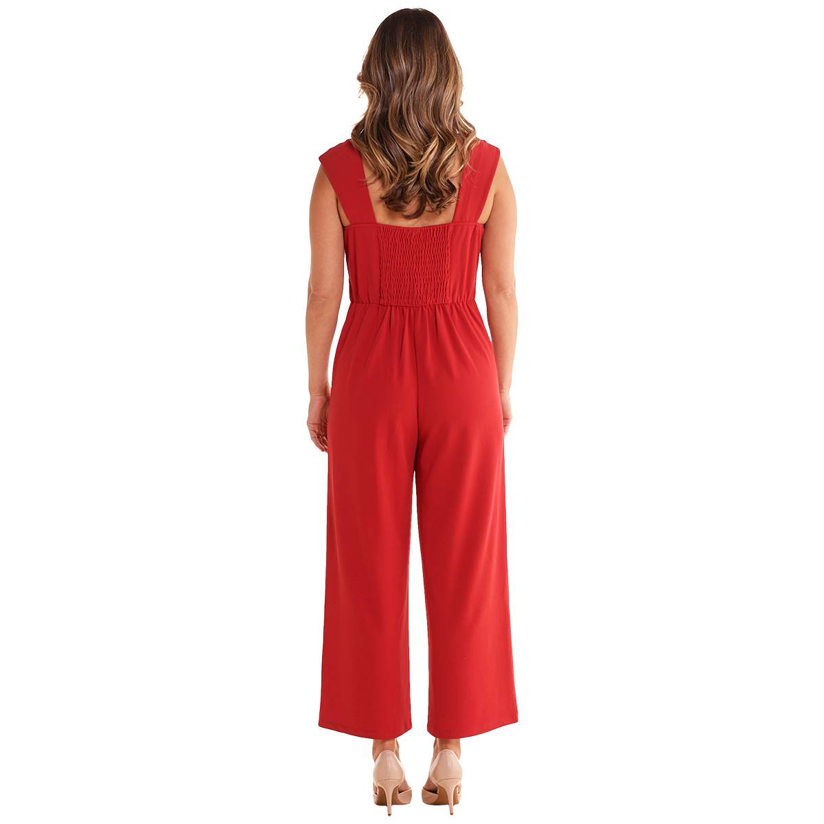 Womens Luxology Cap Sleeve Square Neck Scuba Hardware Jumpsuit