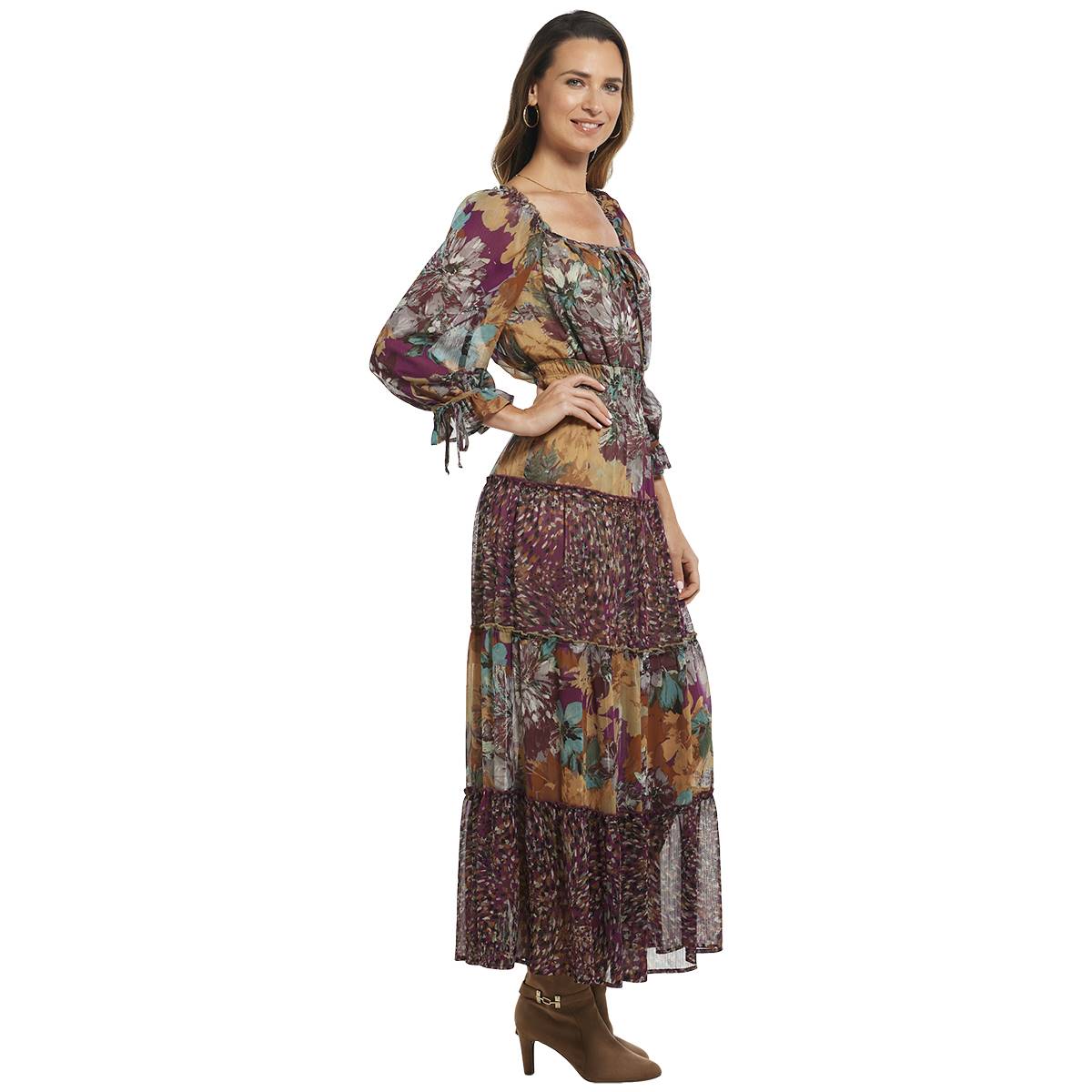 Womens Figueroa & Floral Patchwork Tier Maxi Dress