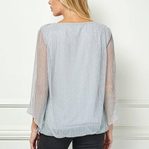 Womens Sara Michelle 3/4 Angel Sleeve Keyhole Neck Blouse alternate view