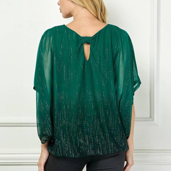 Womens Sara Michelle Batwing Sleeve Ombre Glitter Blouse alternate view
