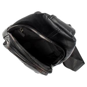 Mens Pleather Double-Zip Sling Bag - Black alternate view