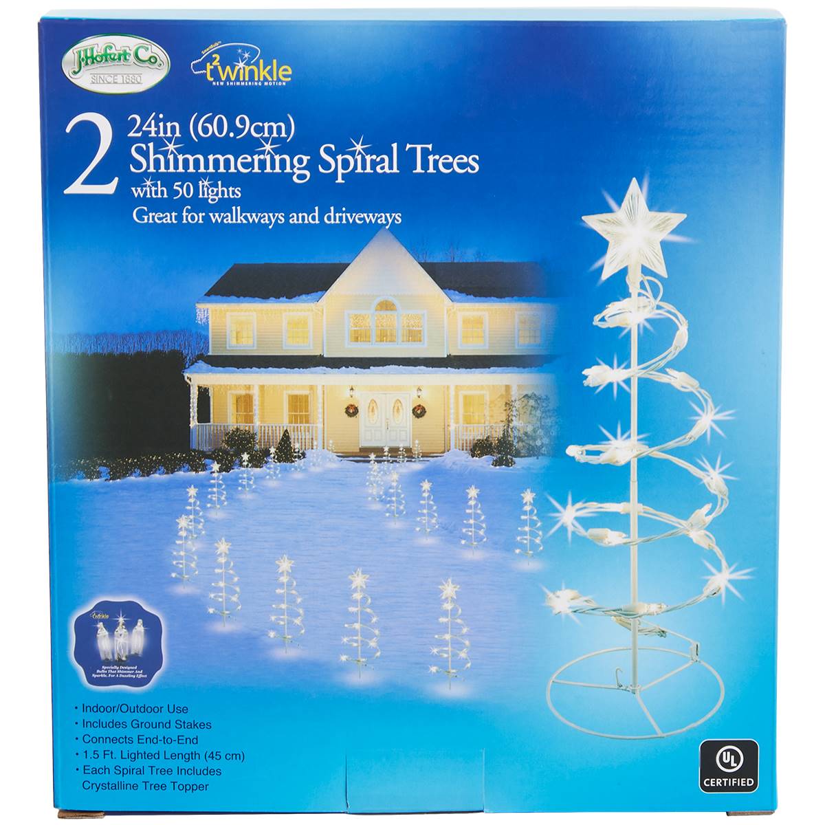 Set Of 2 Shimmering Spiral Pathway Trees