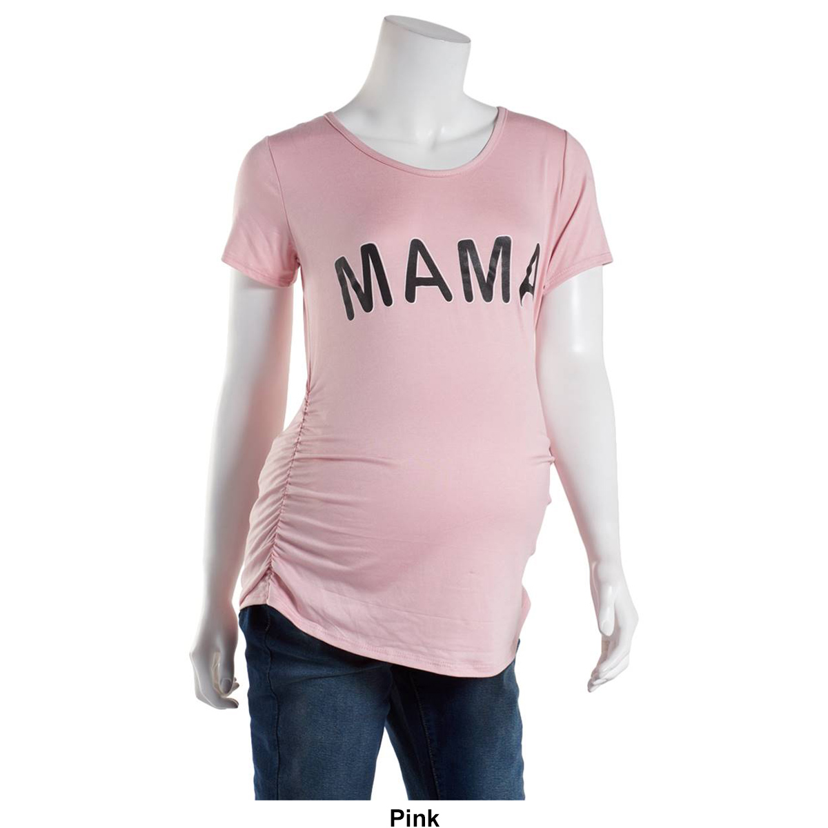 Womens Due Time Short Sleeve Ruched Mama Maternity Tee