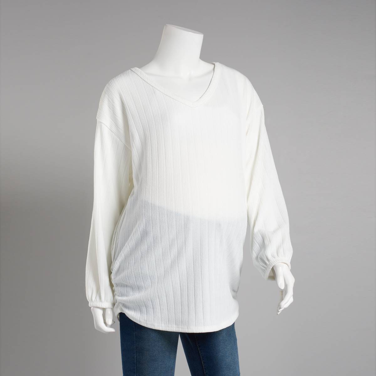 Womens Due Time Ribbed Long Sleeve V-Neck Pullover Maternity Tee