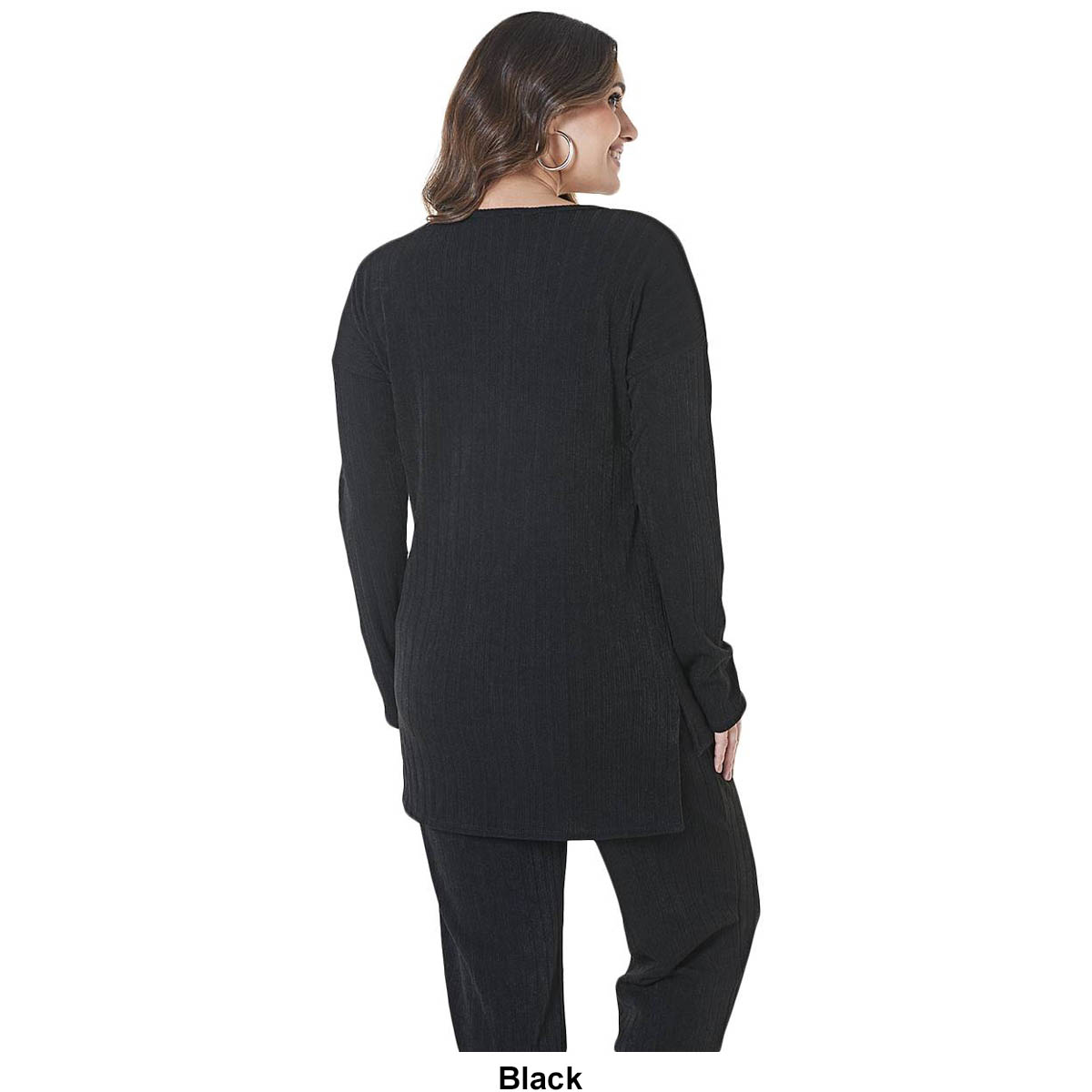 Womens Due Time Long Sleeve High Low Side Slit Rib Maternity Tee