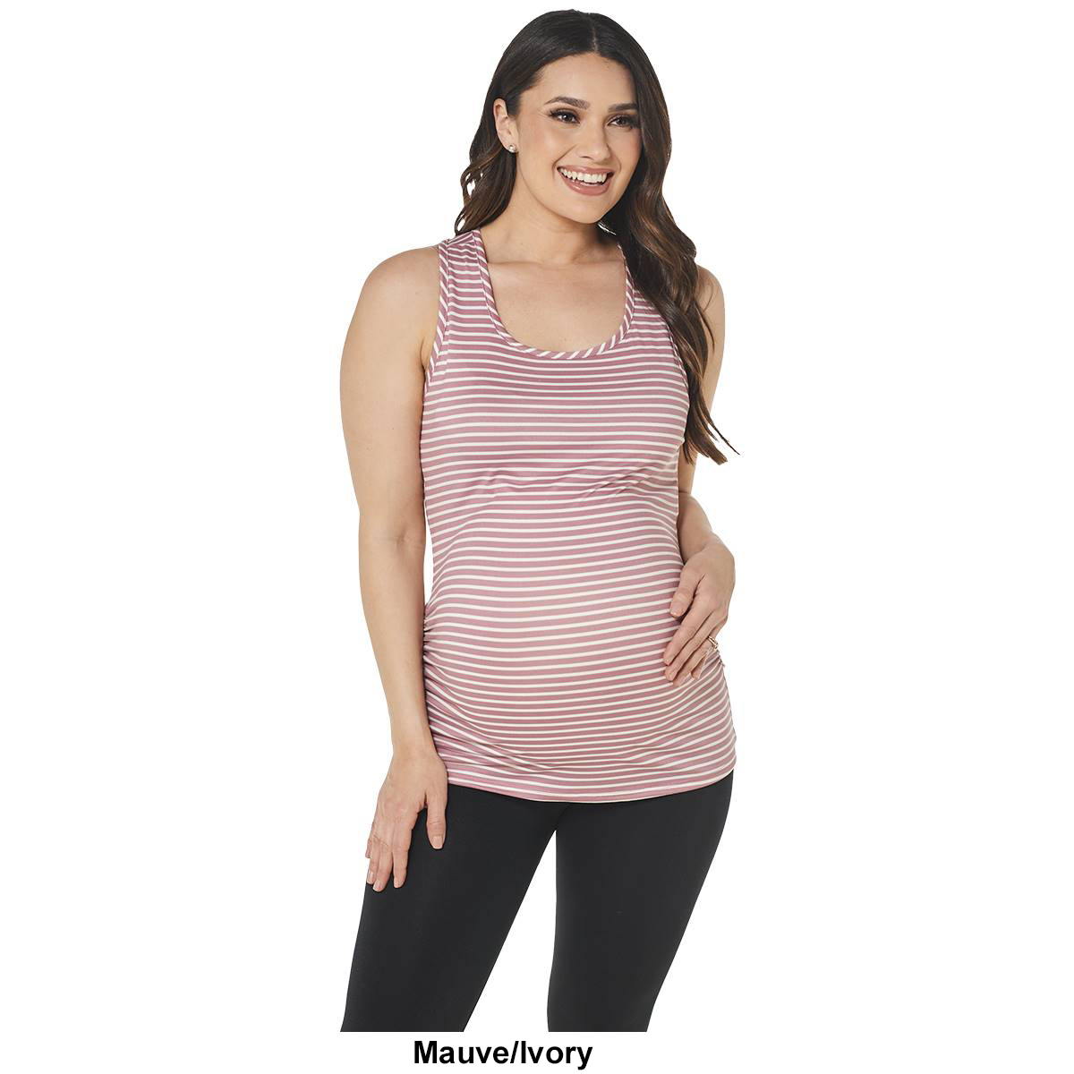 Womens Due Time Side Ruched Stripe Maternity Tank Top